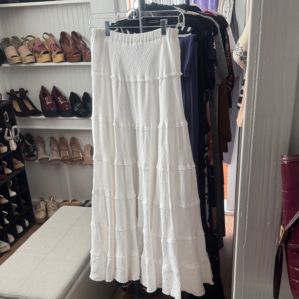 Anthropologie by DREW White Tiered Maxi Skirt SzSM